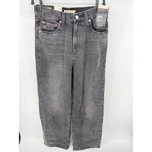 Levis Womens Size 28 Ribcage Wide Leg Black Denim Jeans High Waist